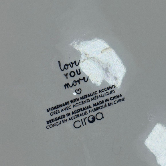 Ciroa Eiffel Tower Ring Holder Dish Gold White Pink French Phrases Stoneware 5in - Picture 10 of 14